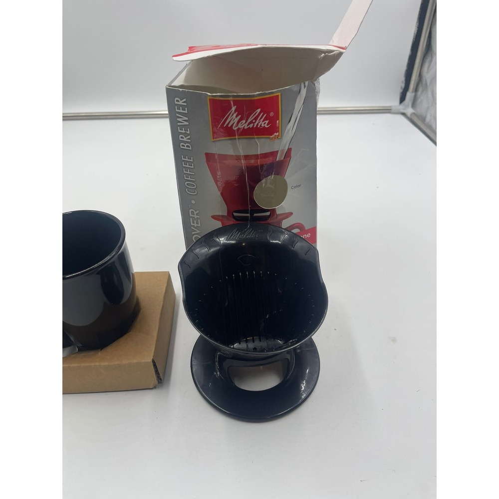 Melitta Pour Over Coffee Brewer Set Black‎ Mug Filter Cone
